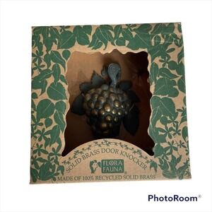 FLORA FAUNA Solid Brass Door Knocker Grapes Green Gold New Vintage